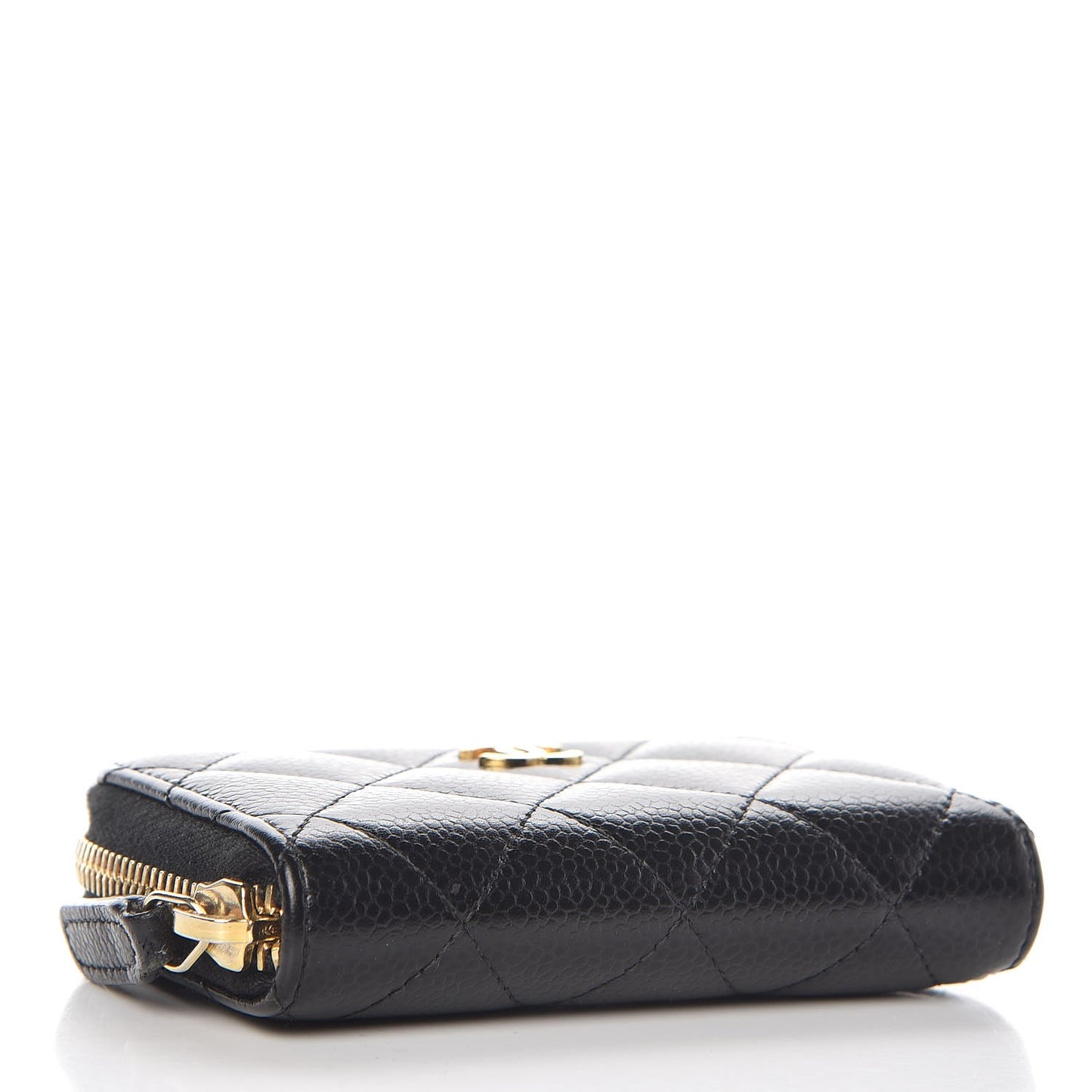 Caviar Quilted Zip Coin Purse Black