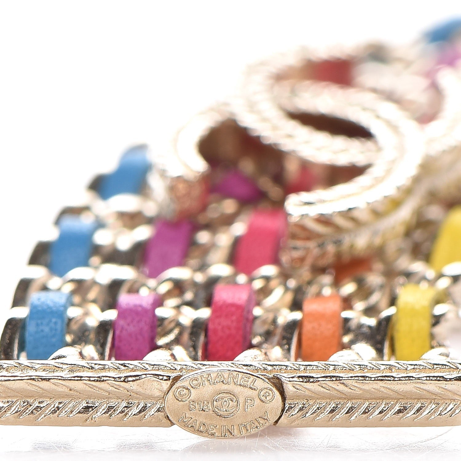 Chanel Lambskin Chain Rainbow CC Brooch Gold Multicolor 4 of 5