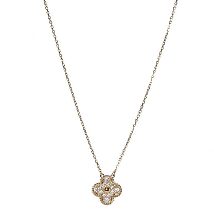 Van Cleef & Arpels 18K Yellow Gold Diamond Vintage Alhambra Pendant Necklace 1 of 6