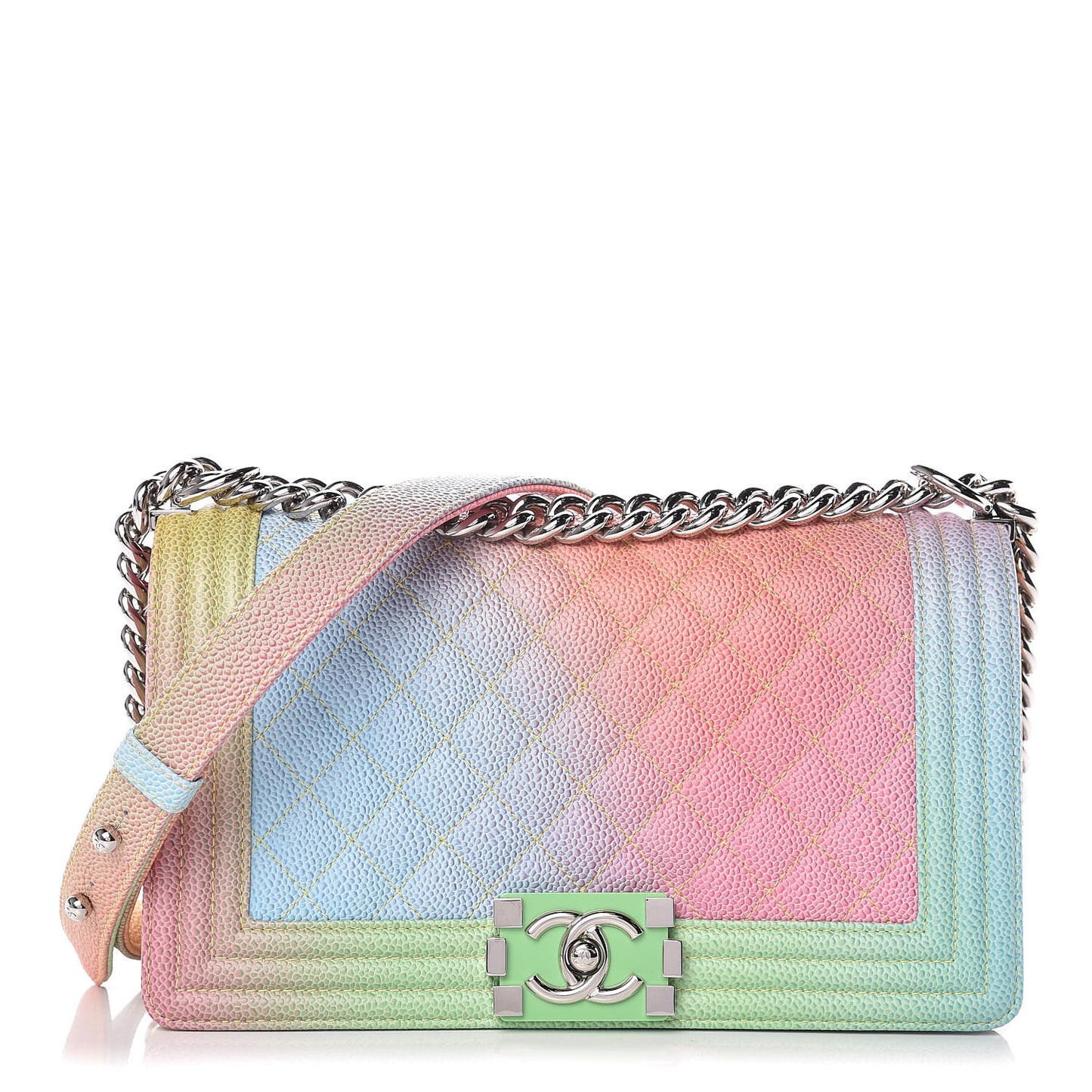 Caviar Quilted Medium Cuba Rainbow Boy Flap Multicolor