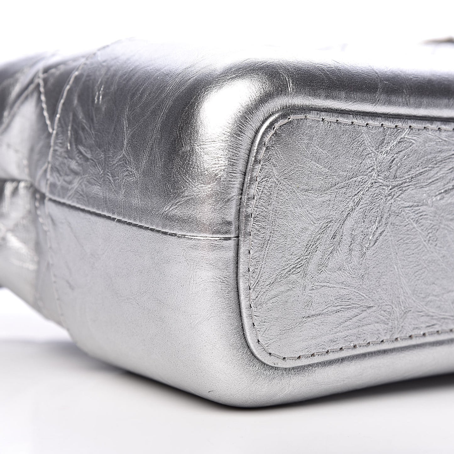 Metallic Lambskin Calfskin Quilted Medium Gabrielle Hobo Silver