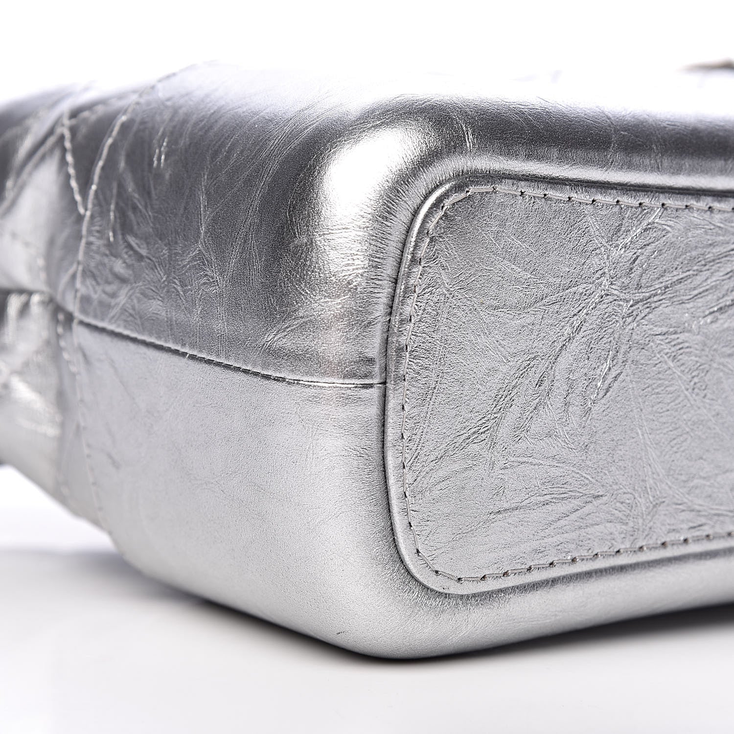 Chanel Metallic Lambskin Calfskin Quilted Medium Gabrielle Hobo Silver 8 of 9