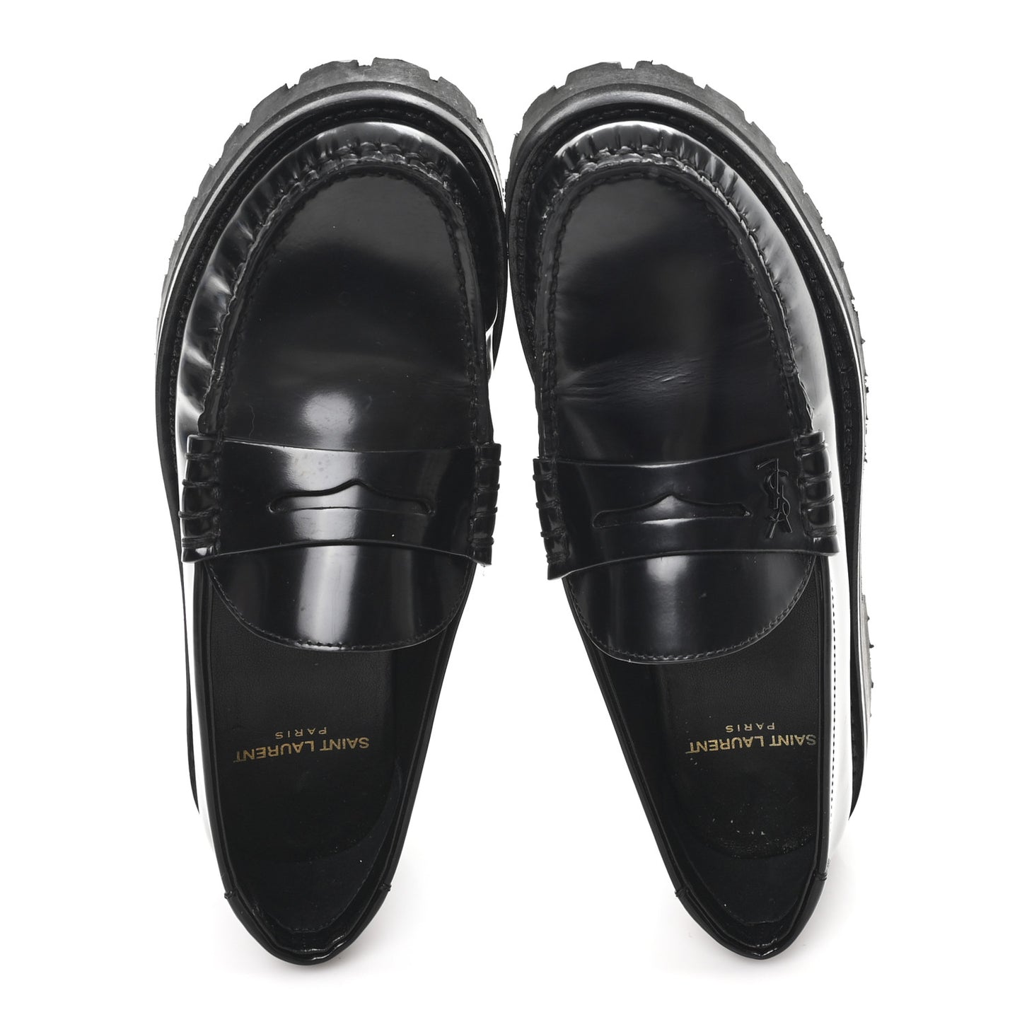 Glazed Calfskin Le Loafer 15 Penny Slippers 36.5 Black