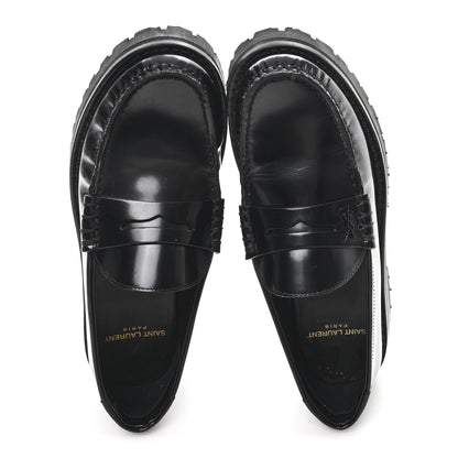 Saint Laurent Glazed Calfskin Le Loafer 15 Penny Slippers 36.5 Black 2 of 10