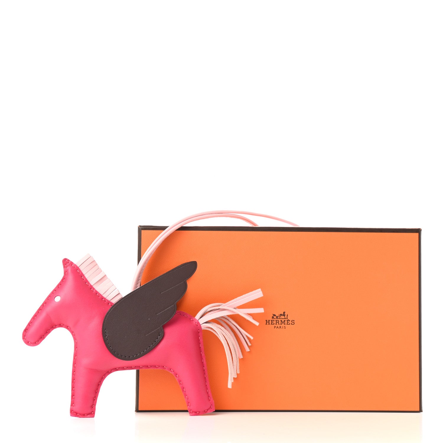 Hermes Milo Lambskin Grigri Rodeo Pegase Horse Bag Charm MM Framboise Rose Sakura Rouge Sellier 5 of 5
