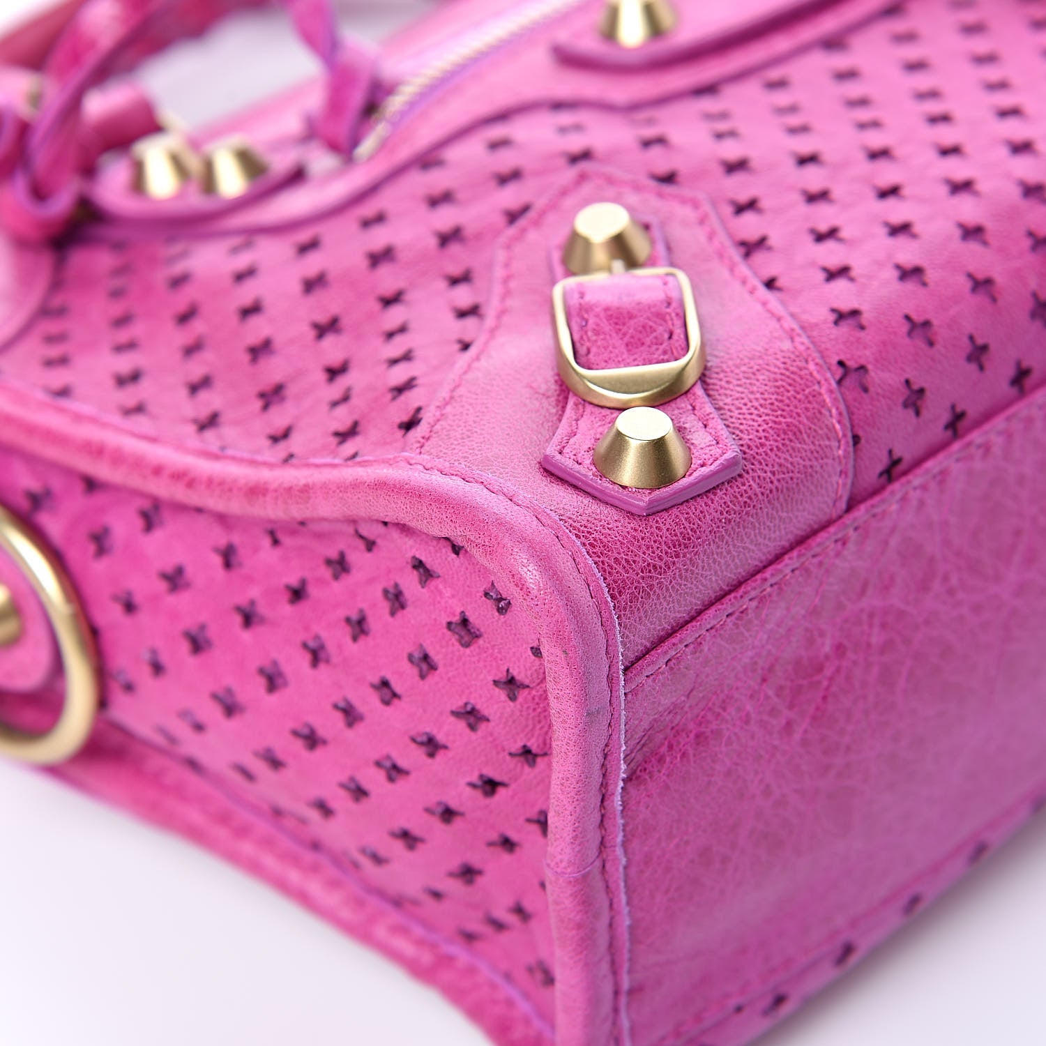 Balenciaga Agneau Laser Cut Cross Classic Gold Hardware Mini City 8 of 12
