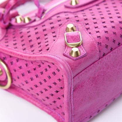 Balenciaga Agneau Laser Cut Cross Classic Gold Hardware Mini City 8 of 12