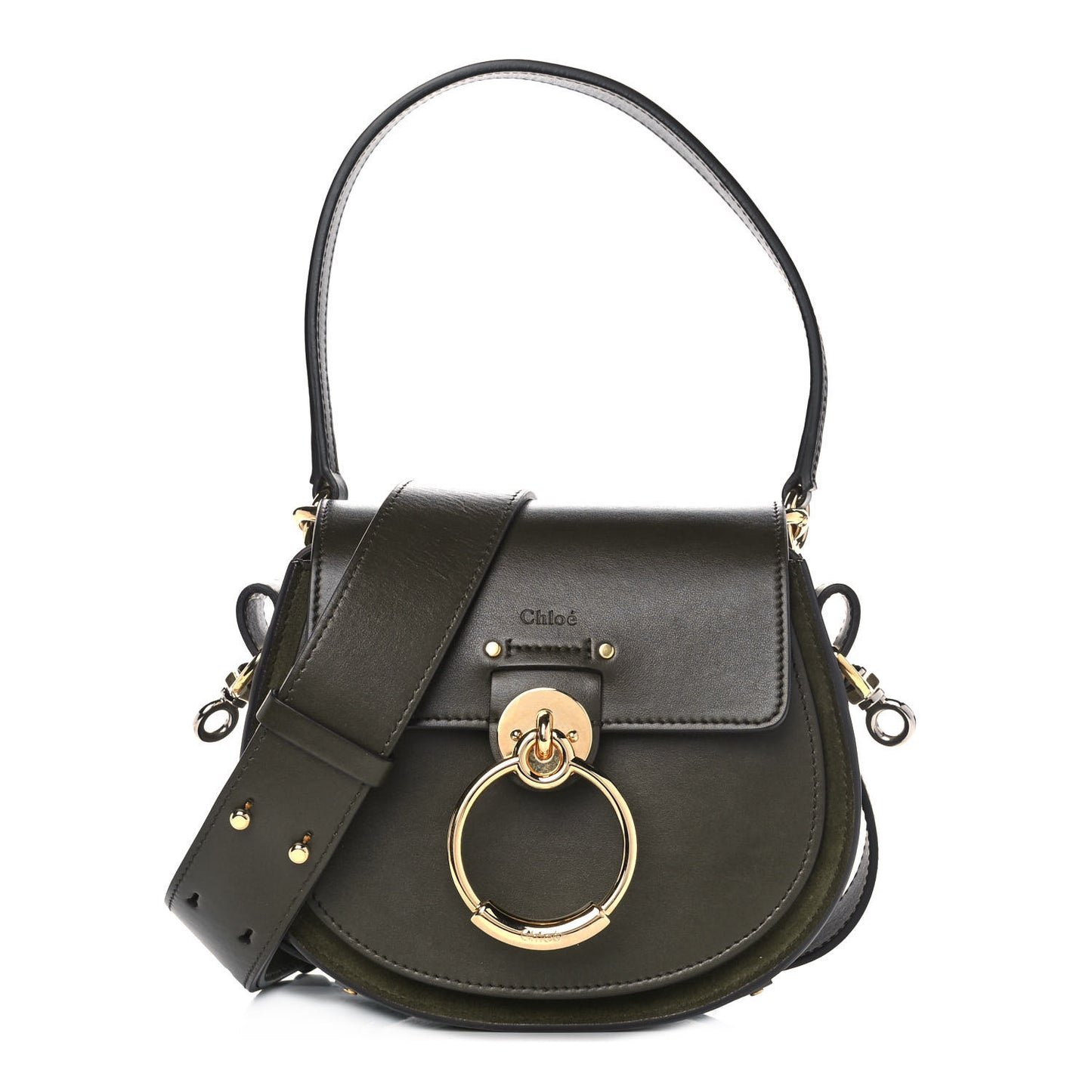 Calfskin Suede Small Tess Bag Deep Forest