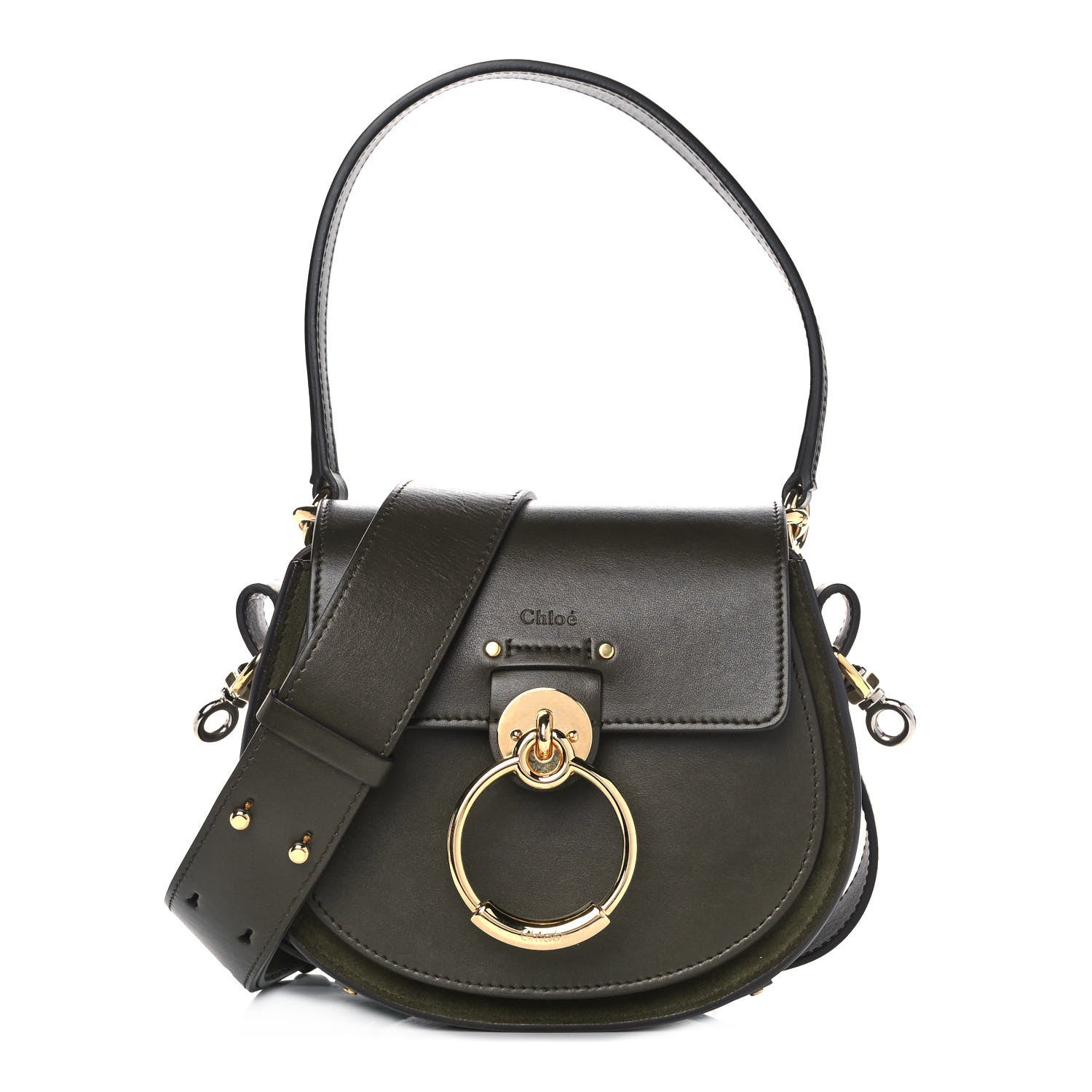 Chloe Calfskin Suede Small Tess Bag Deep Forest 1 of 12