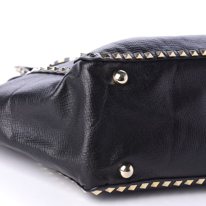 Valentino Garavani Textured Calfskin Medium Rockstud Tote Black 7 of 19