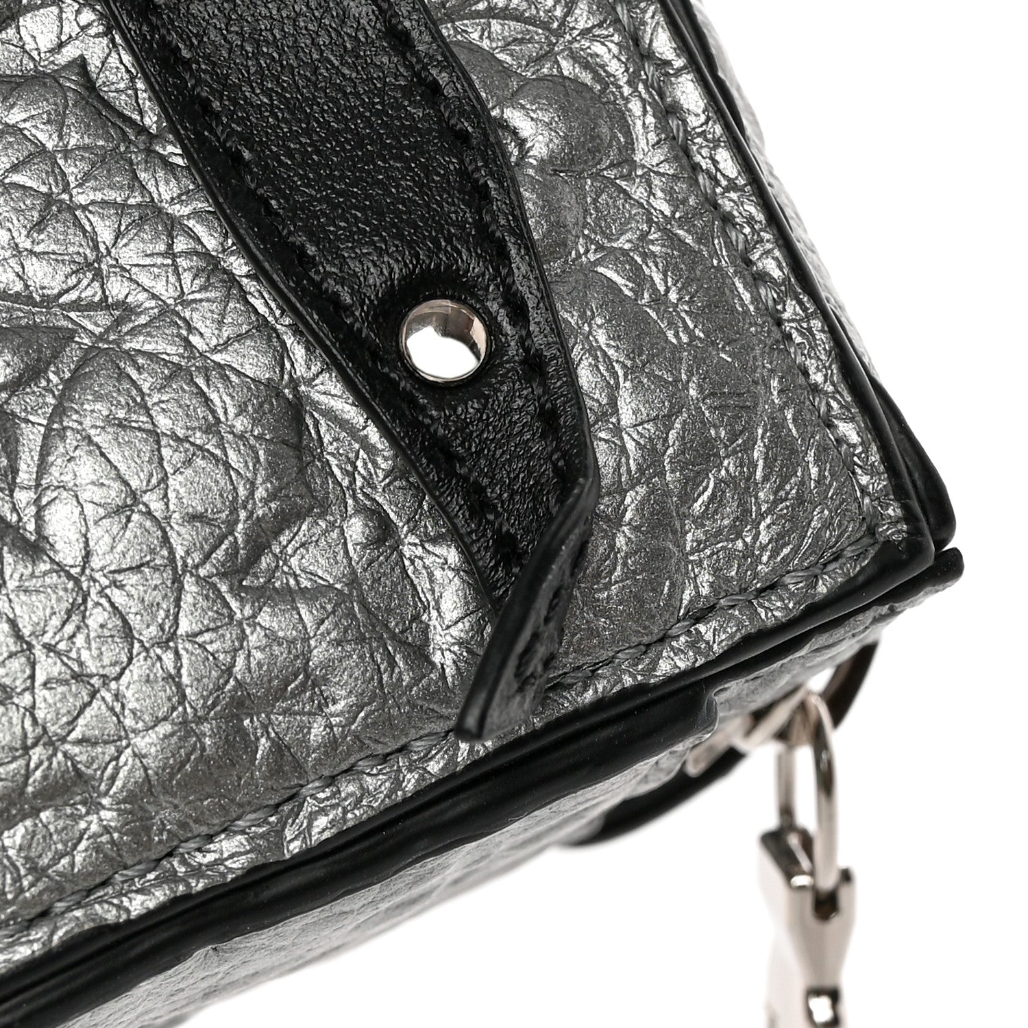 Louis Vuitton Monogram Taurillon Soft Trunk Backpack Pouch Bag Charm Key Ring Silver 5 of 5