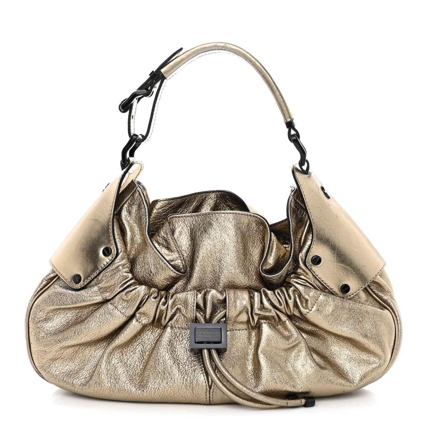 Metallic Calfskin Warrior Hobo Gold