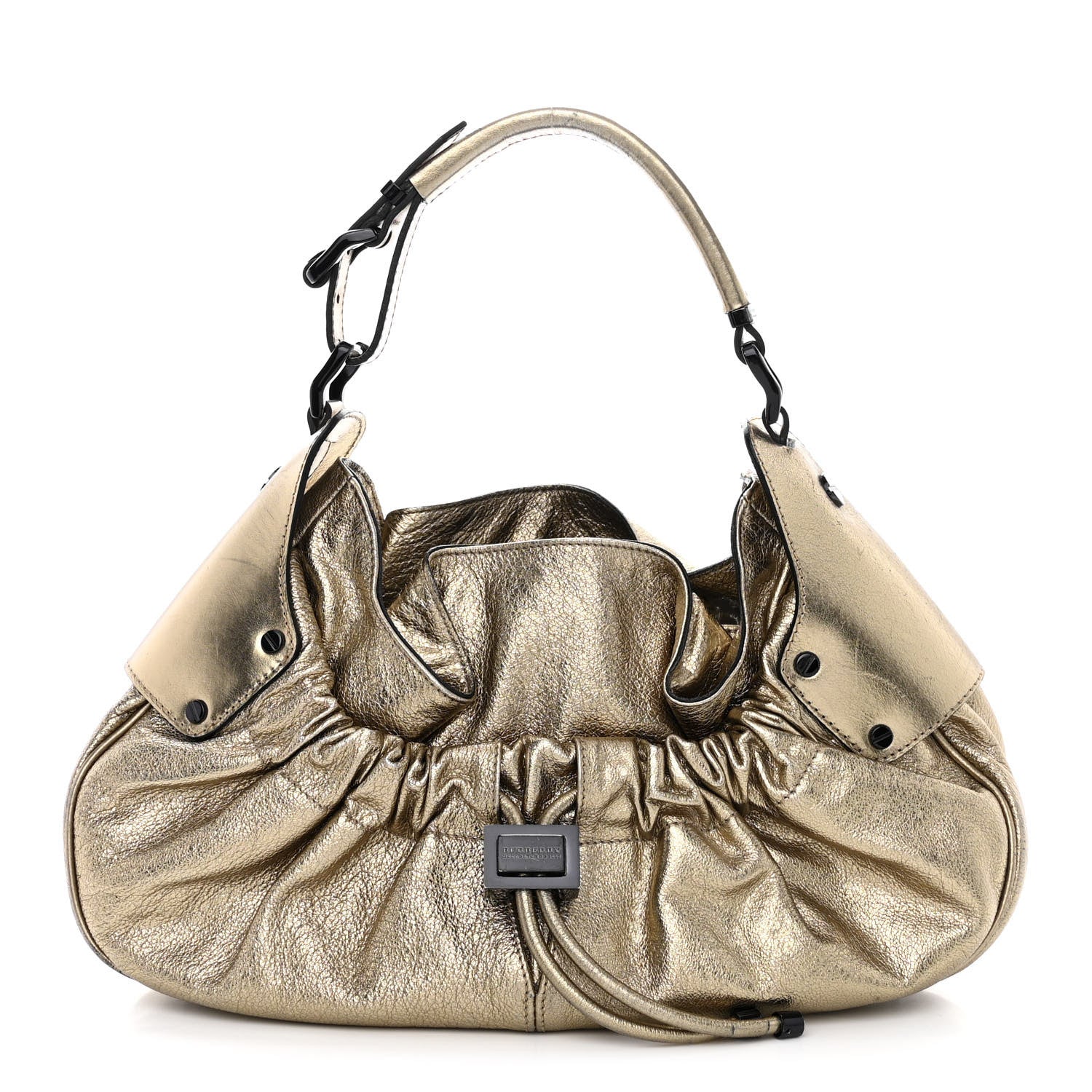 Burberry Metallic Calfskin Warrior Hobo Gold 1 of 13