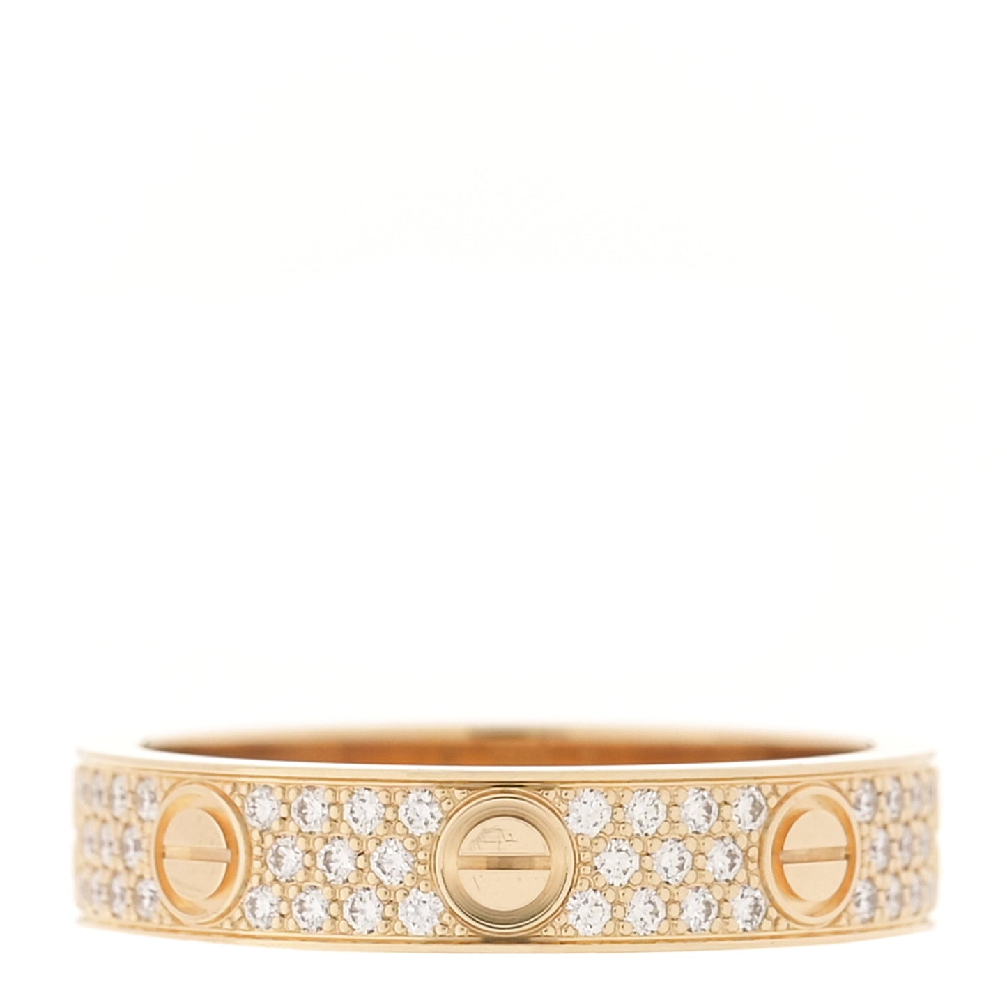 18K Yellow Gold Diamond 4mm LOVE Wedding Paved Band Ring 50 5.25