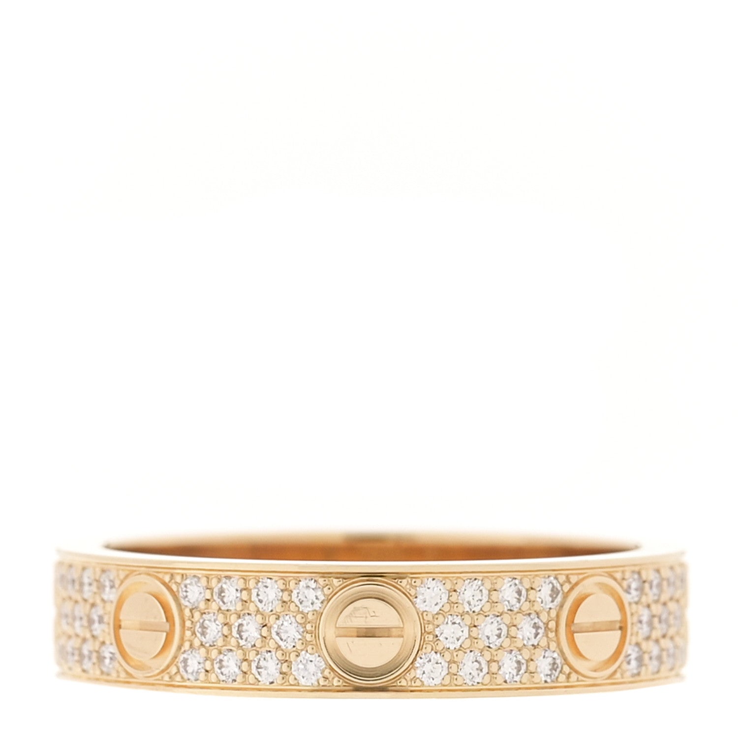 Cartier 18K Yellow Gold Diamond 4mm LOVE Wedding Paved Band Ring 50 5.25 3 of 4