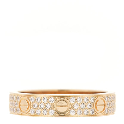 Cartier 18K Yellow Gold Diamond 4mm LOVE Wedding Paved Band Ring 50 5.25 3 of 4