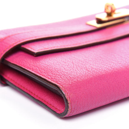 Hermes Chevre Mysore Kelly Longue Wallet Rose Shocking 13 of 21