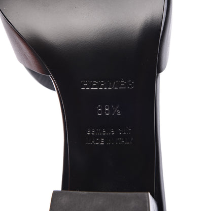 Hermes Calfskin Mona Sandals 38.5 Black 6 of 8
