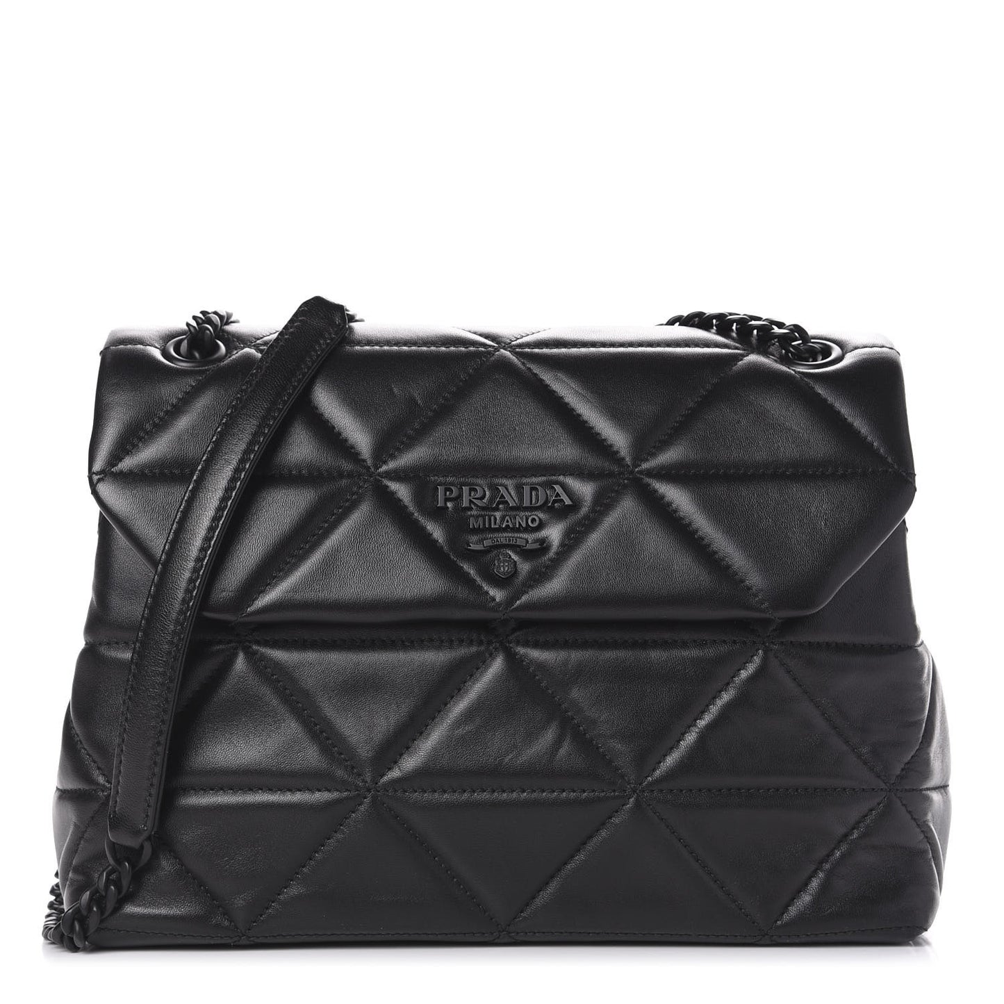 Nappa Triangle Stitched Large Spectrum Bag Black