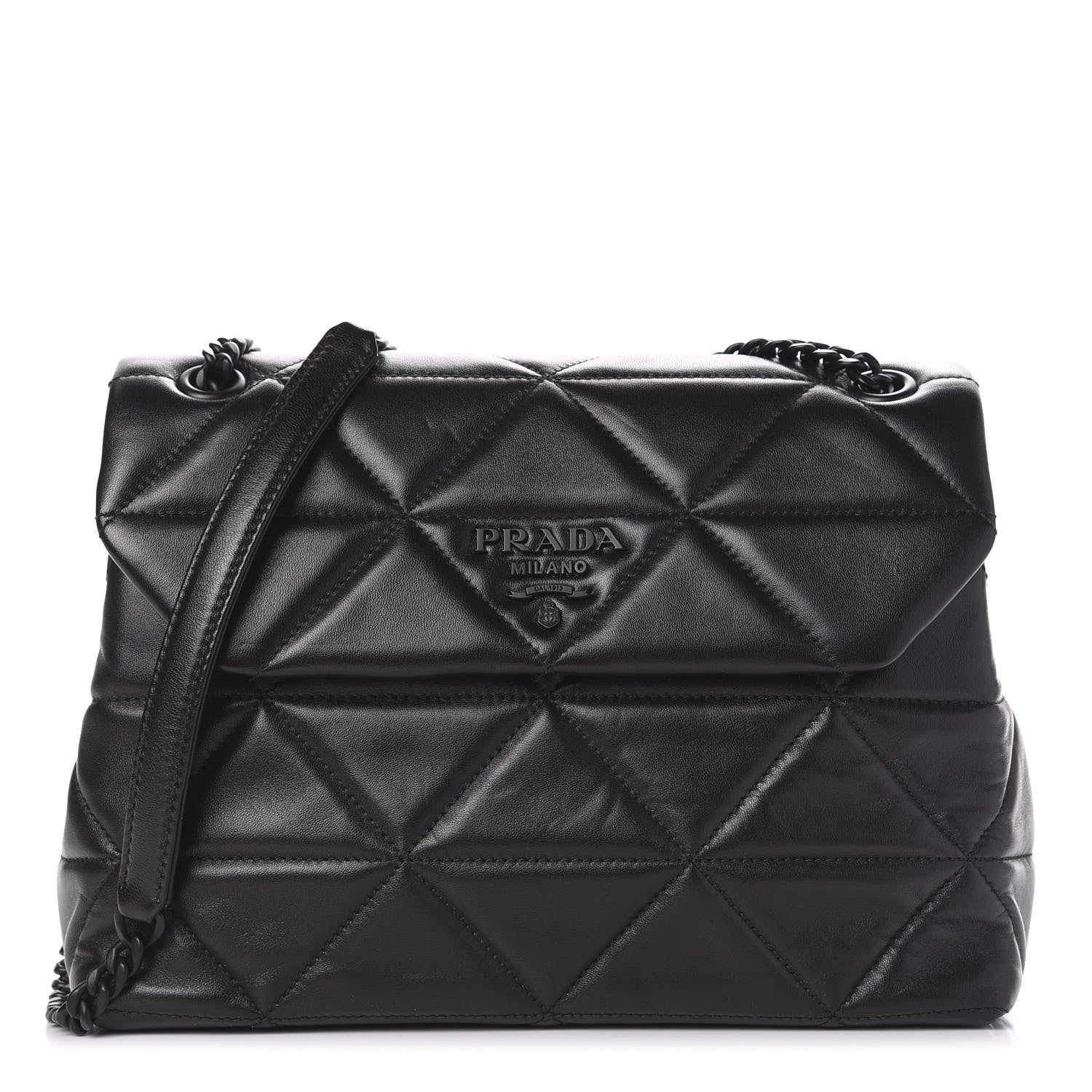 Prada Nappa Triangle Stitched Large Spectrum Bag Black 1 of 10