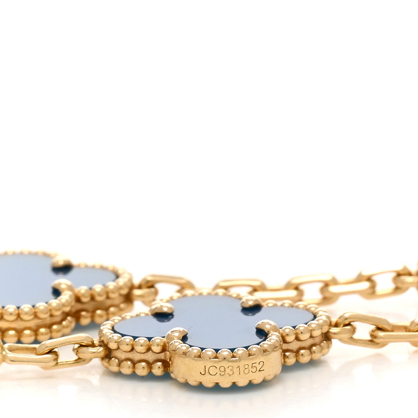 18K Yellow Gold Blue Agate 5 Motifs Vintage Alhambra Bracelet