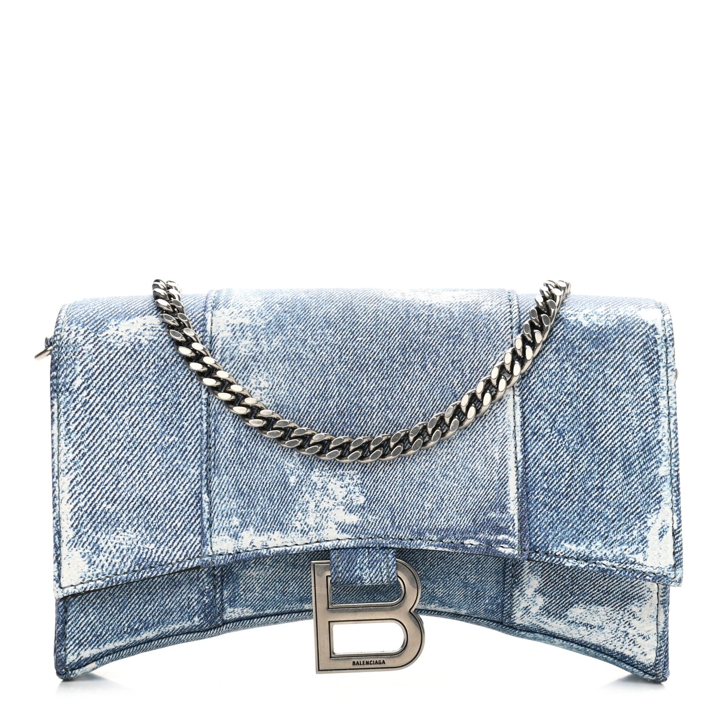 Nappa Denim Printed Hourglass Chain Bag Denim Blue
