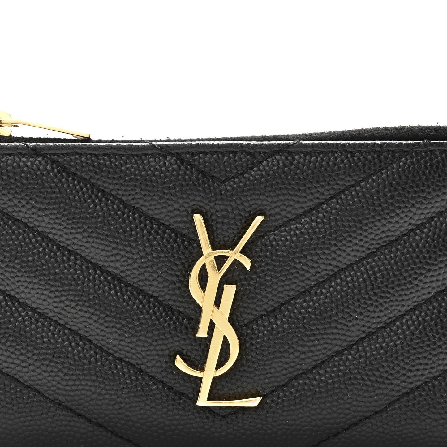 Grain De Poudre Matelasse Chevron Monogram Fragments Zippered Card Case Black