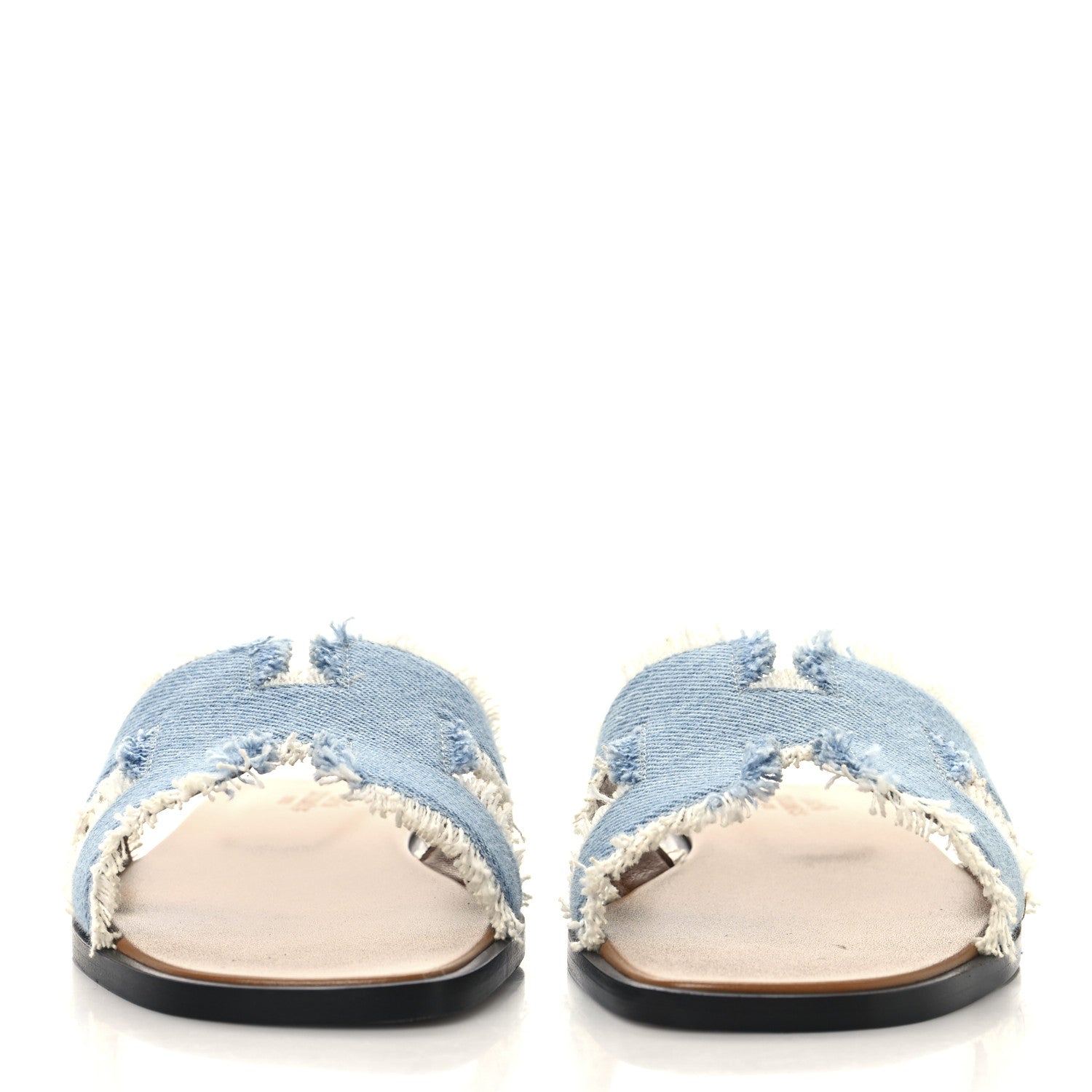 Hermes Denim Oran Fringe Sandals 36 Bleu Clair 3 of 10