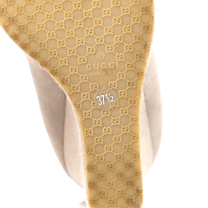 Gucci Kid Scamosciato Interlocking G Espadrille Peep Toe Wedge Sandals 37.5 Oatmeal 6 of 8