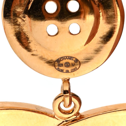 Chanel Metal Large Paris Button Earrings Gold 4 of 4