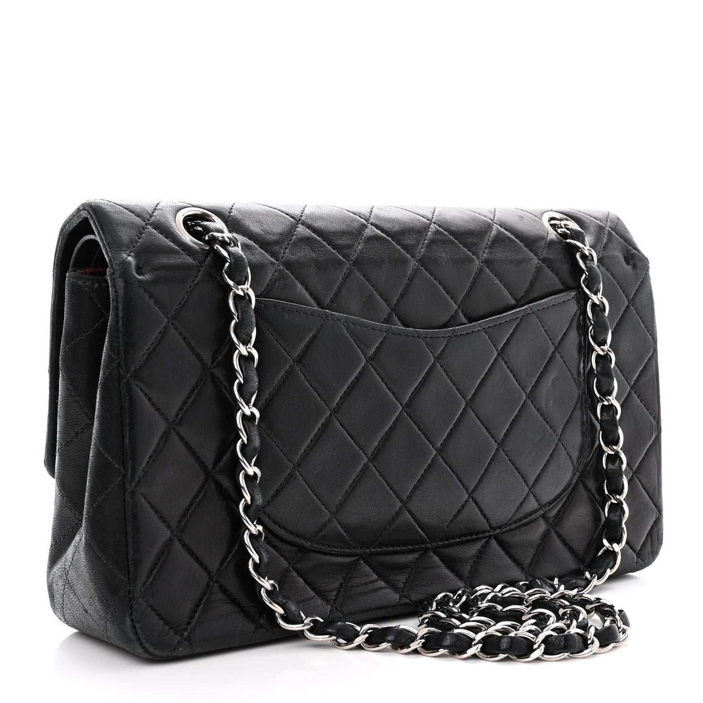 Lambskin Quilted Medium Double Flap Black
