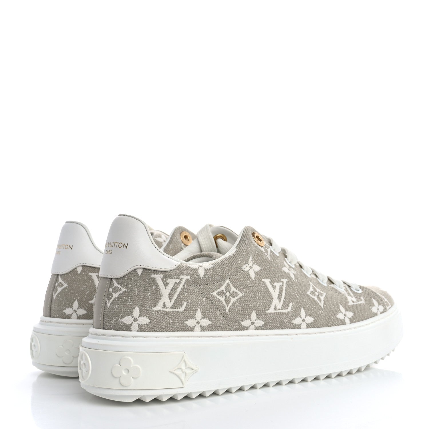 Louis Vuitton Denim Monogram Time Out Sneakers 39 Beige 5 of 10