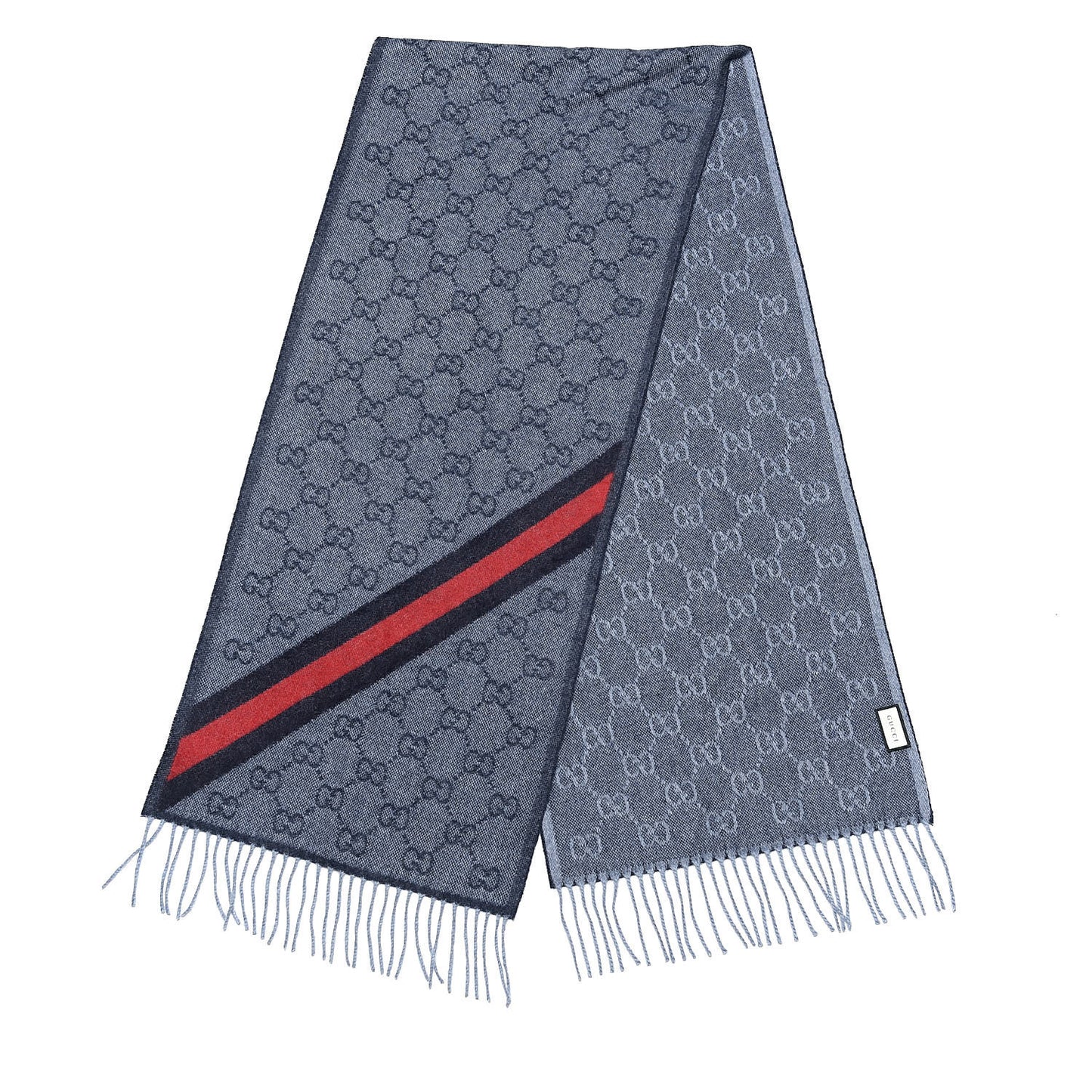 Wool Alpaca Monogram Web New Nikky Scarf Midnight Blue