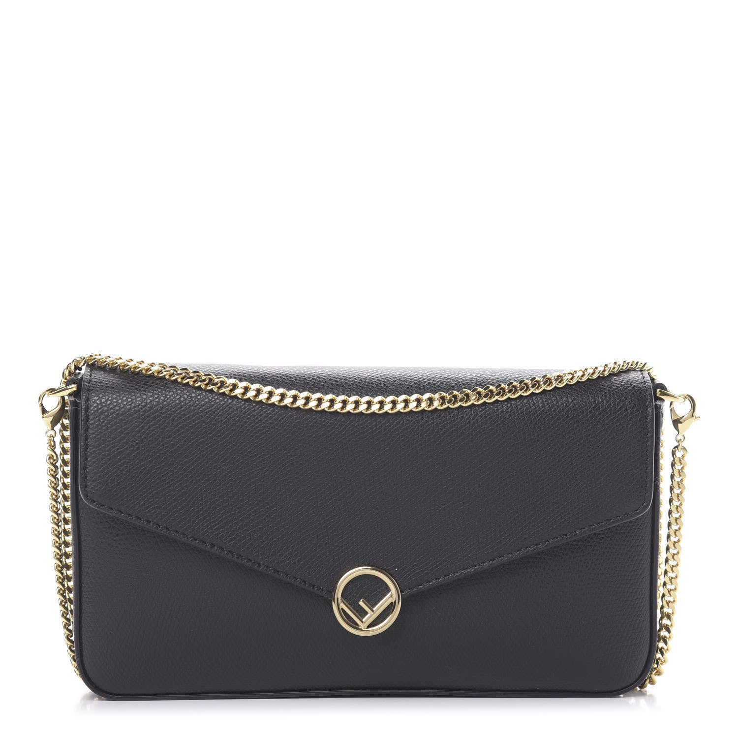 Fendi Vitello Cruise F is Fendi Envelope Wallet on Chain with Pouches Black 1 of 12