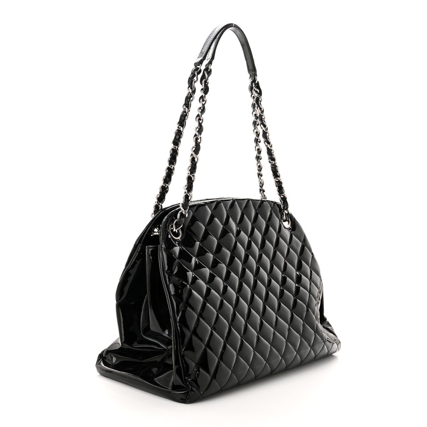 Chanel Patent Quilted Large Just Mademoiselle Bowling Bag Black 3 of 15