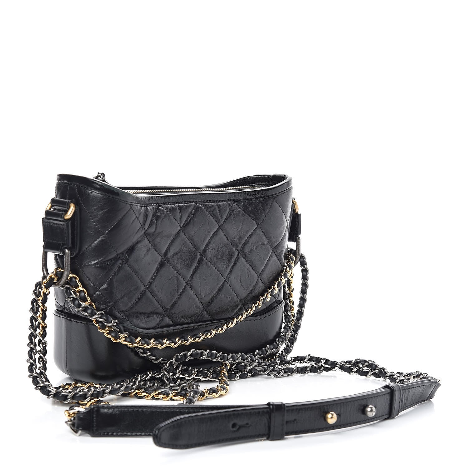 Chanel Aged Calfskin Quilted Small Gabrielle Hobo Black 3 of 10