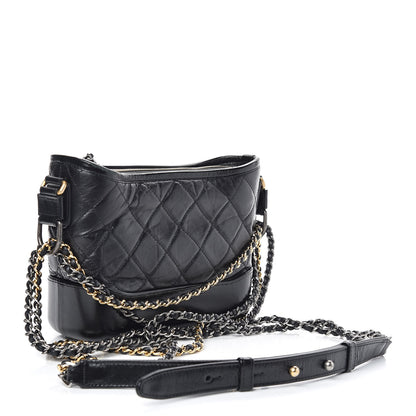 Chanel Aged Calfskin Quilted Small Gabrielle Hobo Black 3 of 10