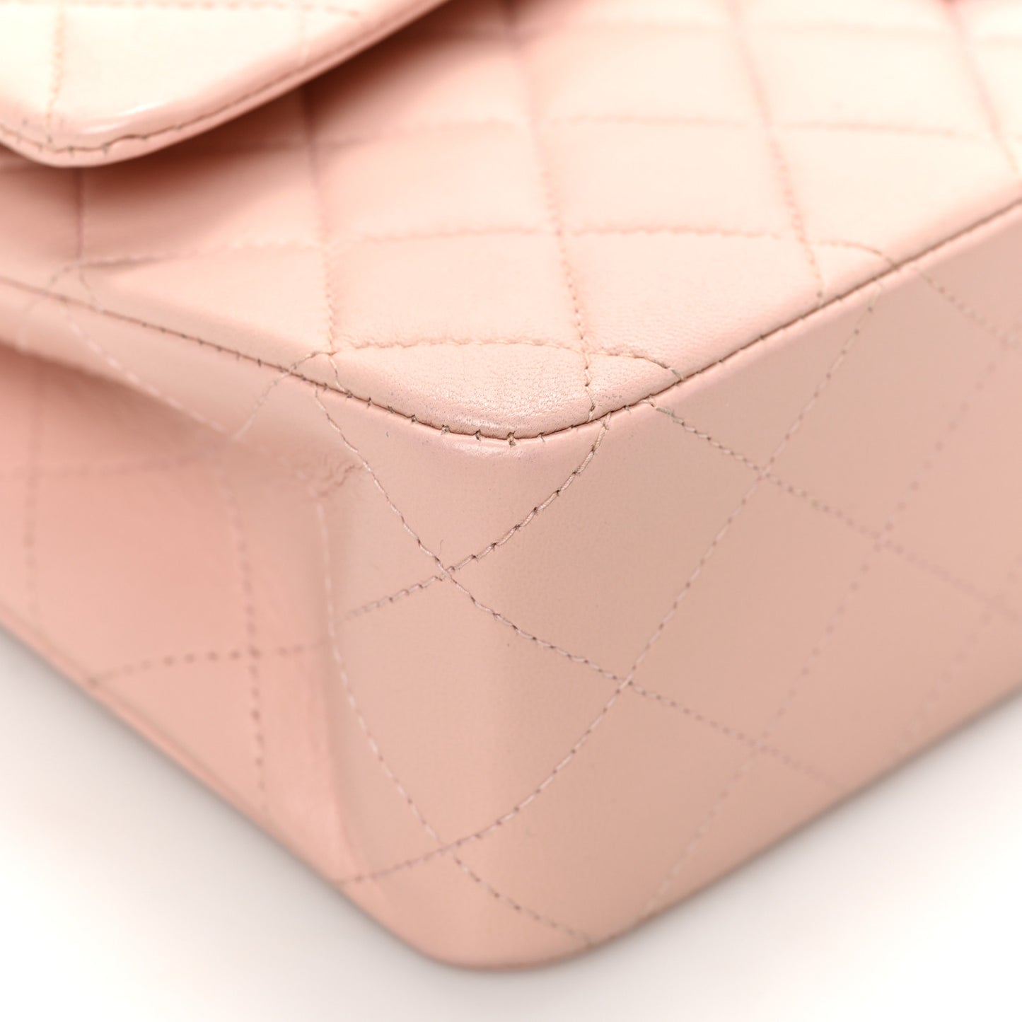 Lambskin Quilted Medium Double Flap Light Pink