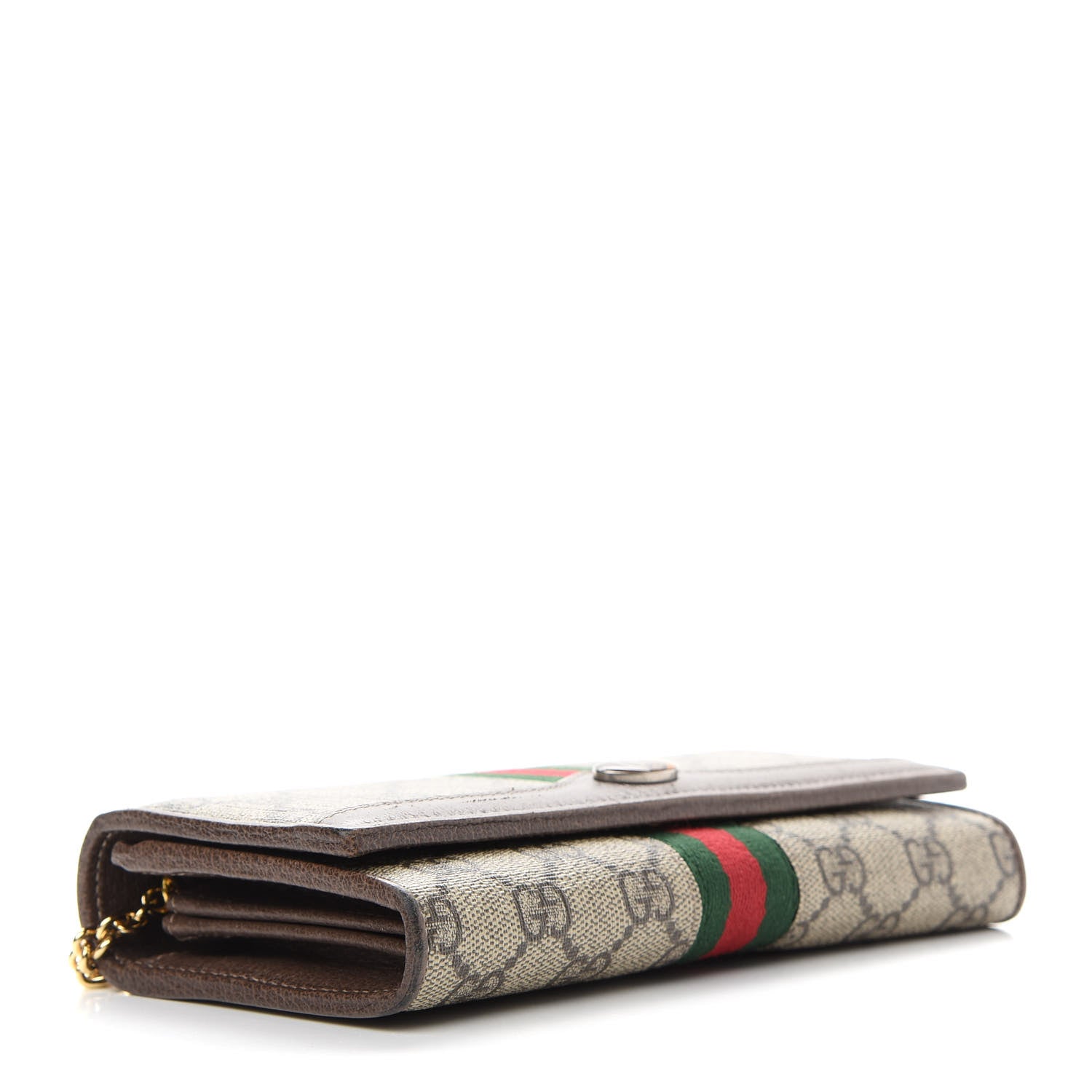 Gucci GG Supreme Monogram Web Ophidia Wallet On Chain Brown 4 of 10
