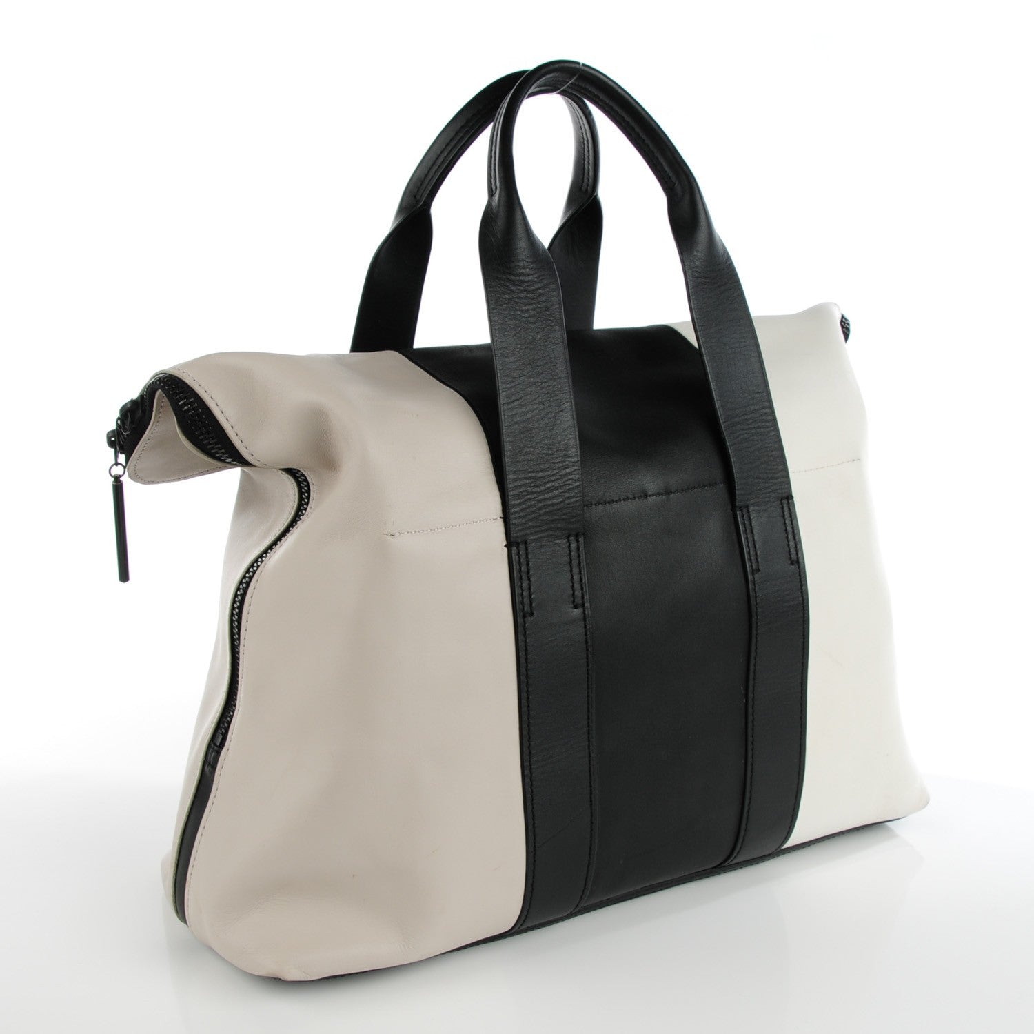3.1 Phillip Lim 3.1 Calfskin Tri-Color 31 Hour Bag Black White Putty 3 of 9