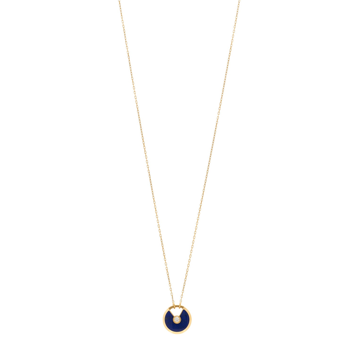 Cartier 18K Yellow Gold Diamond Lapis Lazuli SM Amulette de Cartier Pendant Necklace 1 of 4