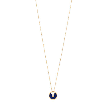 Cartier 18K Yellow Gold Diamond Lapis Lazuli SM Amulette de Cartier Pendant Necklace 1 of 4