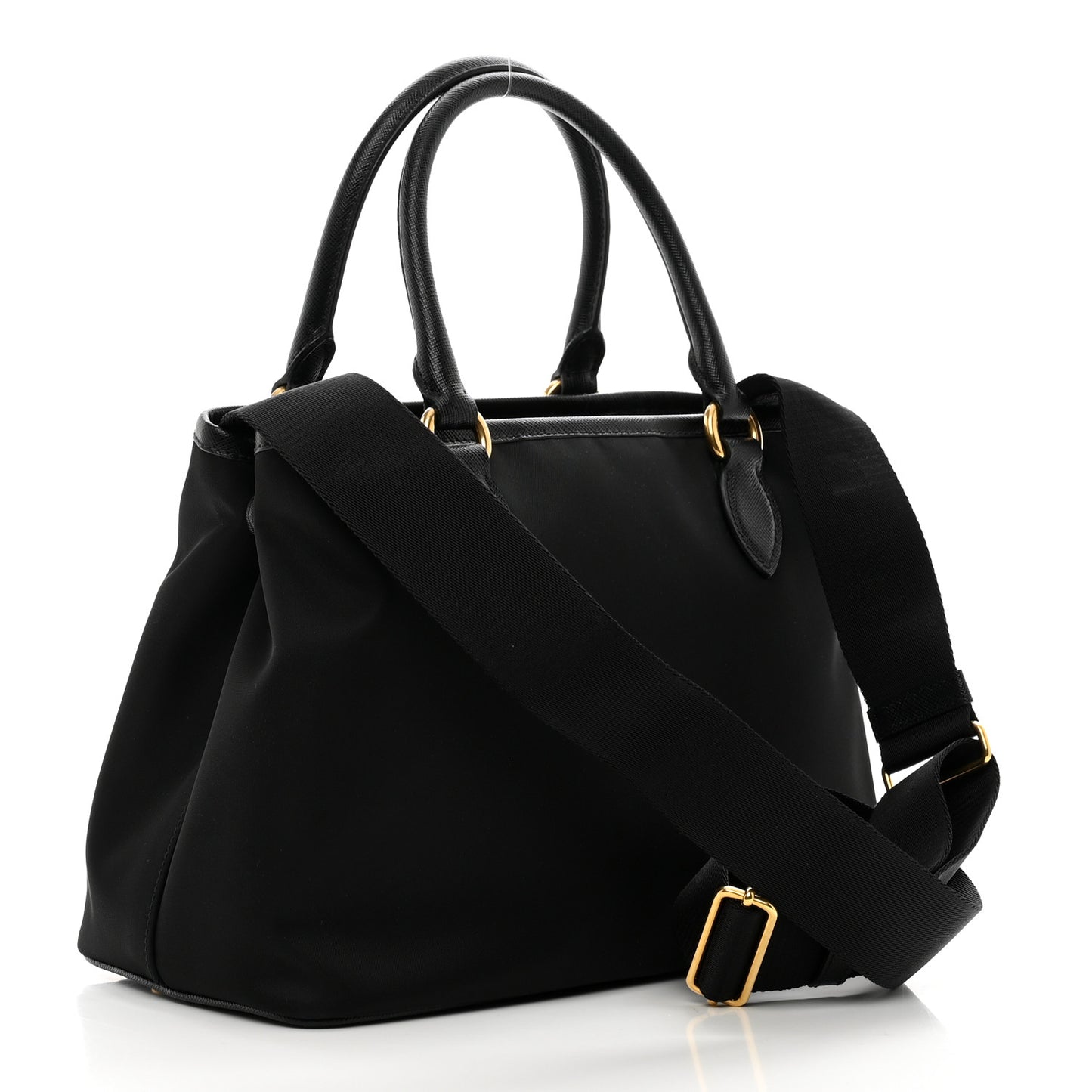 Tessuto Nylon Saffiano Small Tote Black