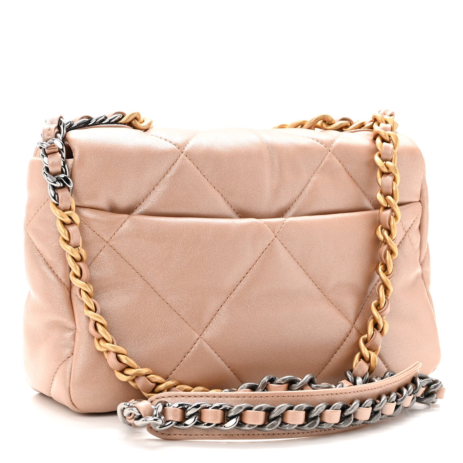 Chanel Shiny Lambskin Quilted Medium Chanel 19 Flap Beige 2 of 9