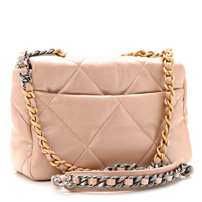 Chanel Shiny Lambskin Quilted Medium Chanel 19 Flap Beige 2 of 9