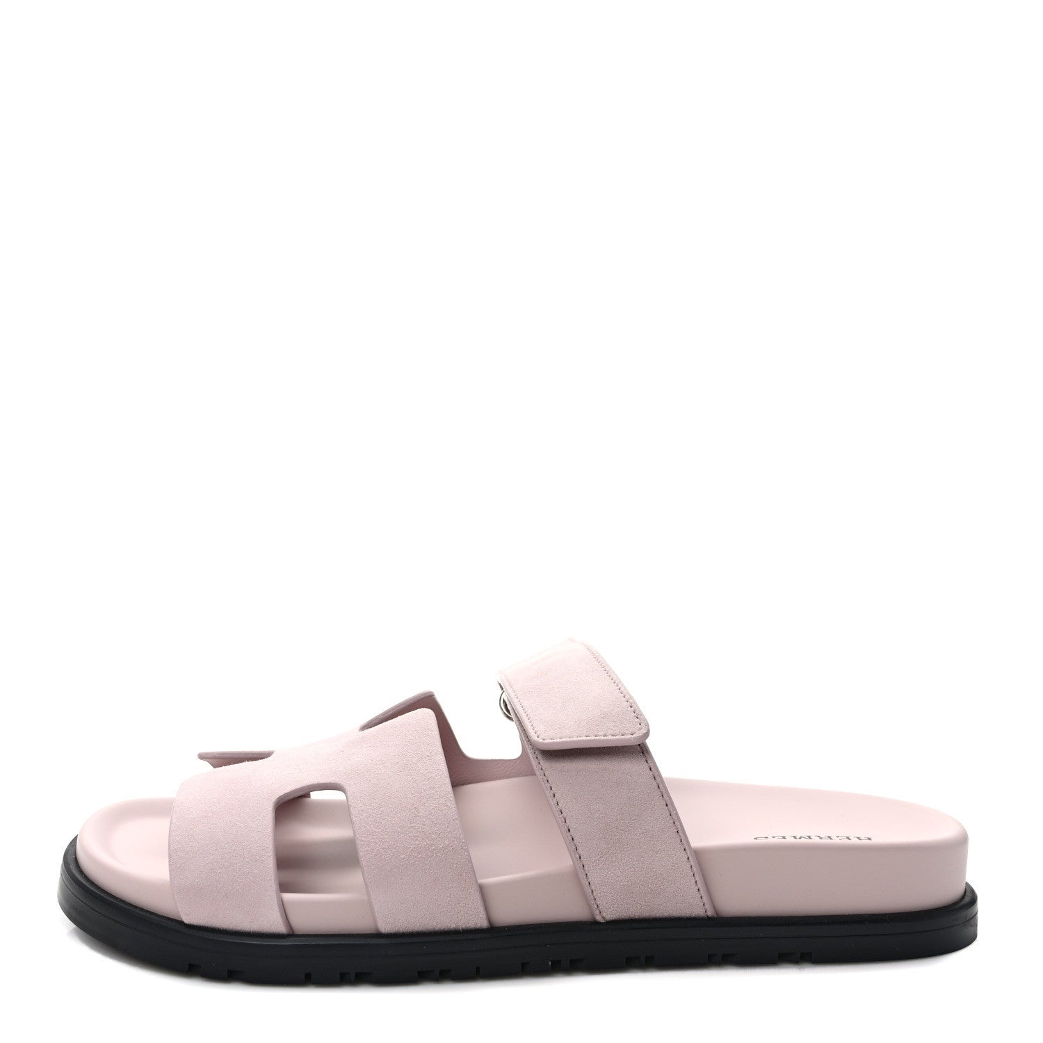 Hermes Suede Goatskin Womens Chypre Sandals 39.5 Rose Porcelaine 1 of 9