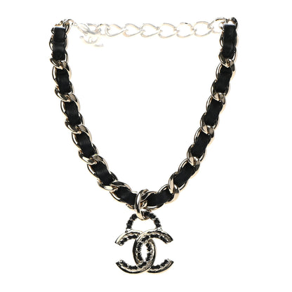 Chanel Metal Lambskin Chain CC Choker Necklace Black Gold 3 of 7