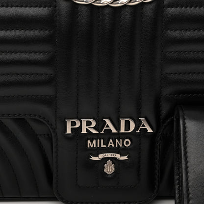 Prada Soft Calfskin Impunture Diagramme Medium Chain Flap Shoulder Bag Black 7 of 12