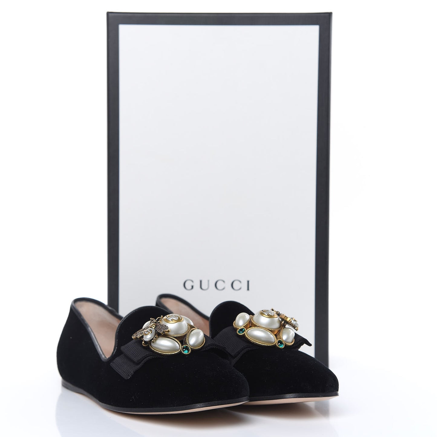 Velvet Etoile Pearl Embellished Loafers 35.5 Black