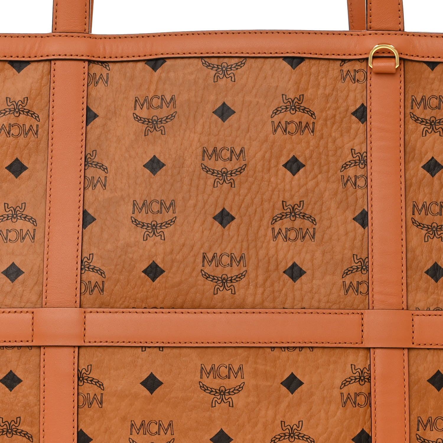 MCM Visetos Medium Delmy Shopper Tote Cognac 8 of 10